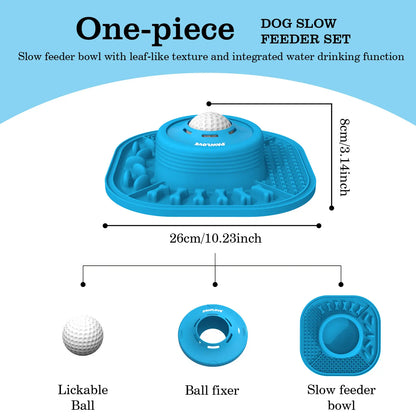 Pawlove Slow Feeder Dog Bowl with Ball-In Design - Neater Feeding Solution, 3/4 Cup Food-Grade Licking Bowl, Anti-Slip Rubber Base, Splash-Reducing Ball Movement, Bone Broth Compatible, Dishwasher Safe, Supports Puppy Anxiety Relief