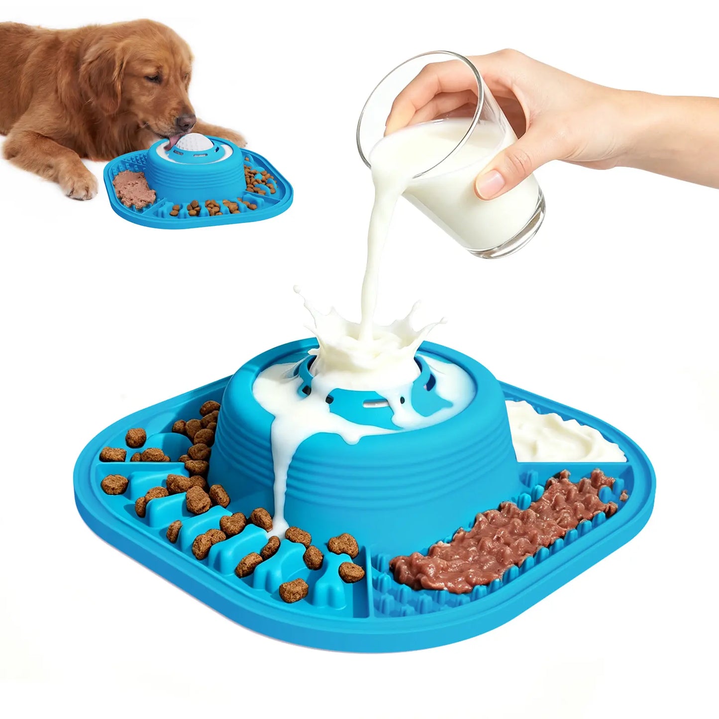 Pawlove Slow Feeder Dog Bowl with Ball-In Design - Neater Feeding Solution, 3/4 Cup Food-Grade Licking Bowl, Anti-Slip Rubber Base, Splash-Reducing Ball Movement, Bone Broth Compatible, Dishwasher Safe, Supports Puppy Anxiety Relief