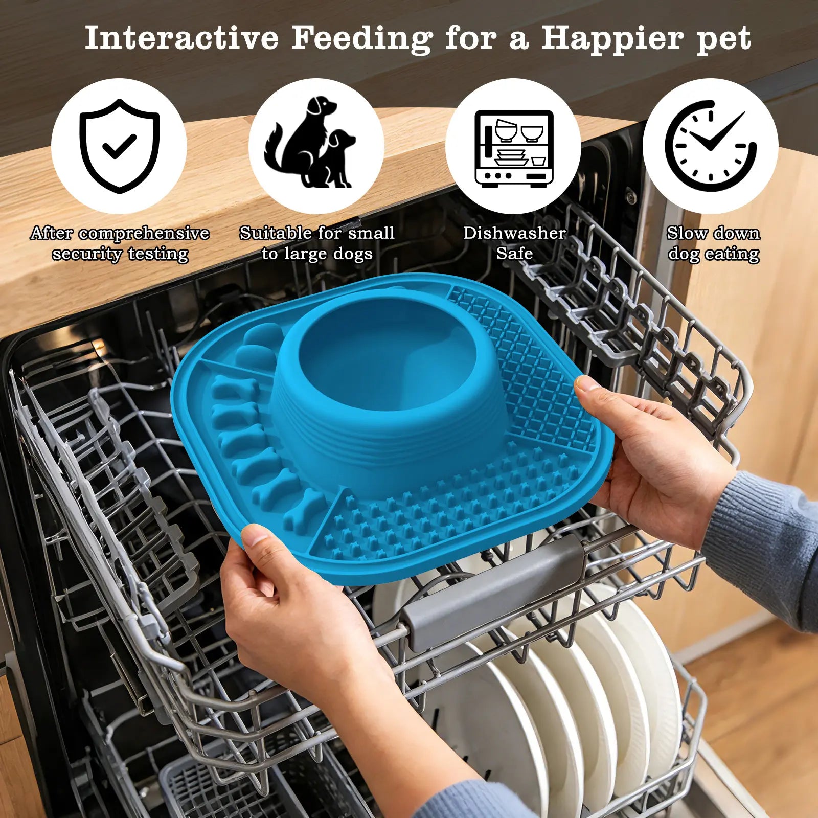 Pawlove Slow Feeder Dog Bowl with Ball-In Design - Neater Feeding Solution, 3/4 Cup Food-Grade Licking Bowl, Anti-Slip Rubber Base, Splash-Reducing Ball Movement, Bone Broth Compatible, Dishwasher Safe, Supports Puppy Anxiety Relief