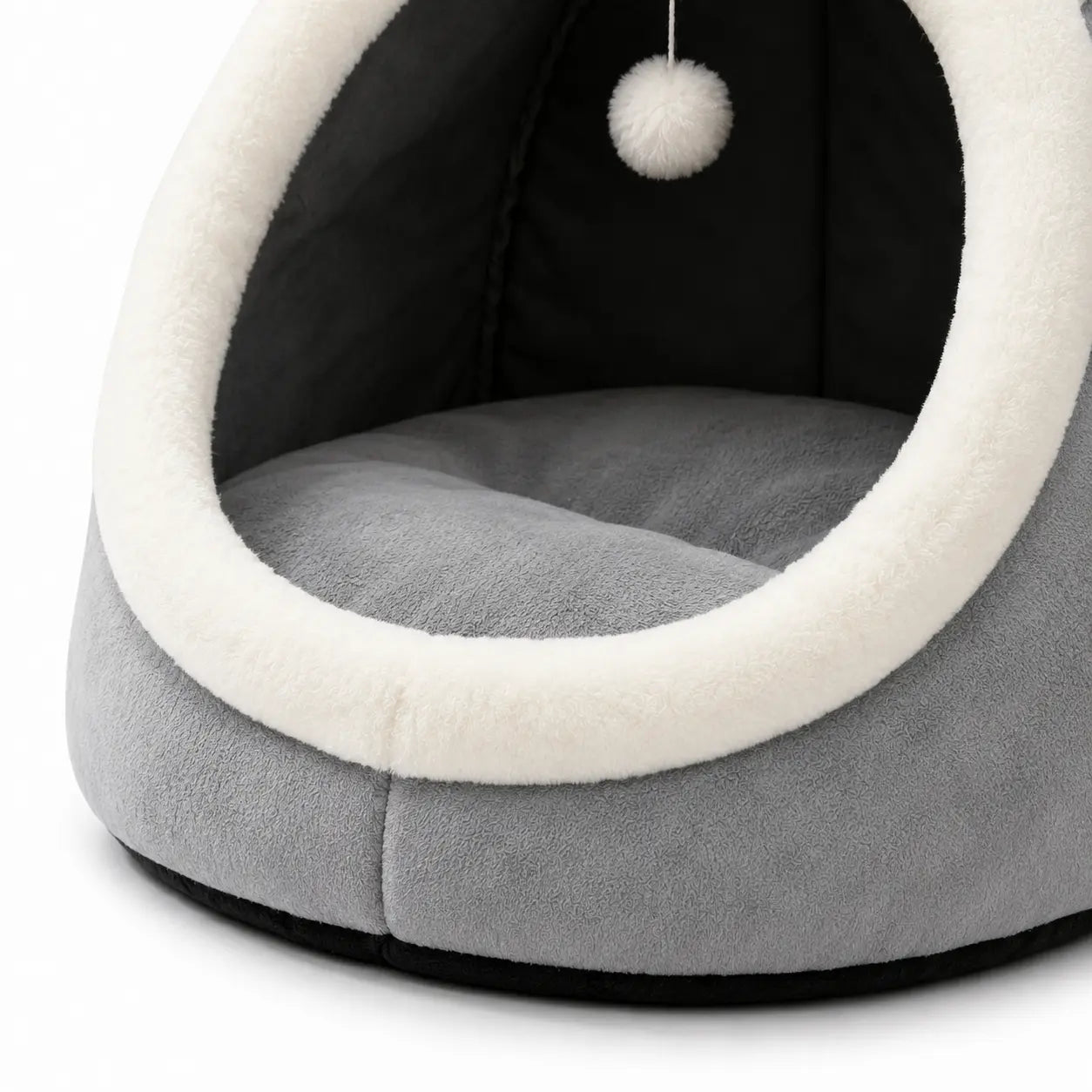 Plush Enclosed Kitten Condo with Warm Fleece Interior, Washable Collapsible Design, and Non-Slip Base Cushion for Indoor Cats