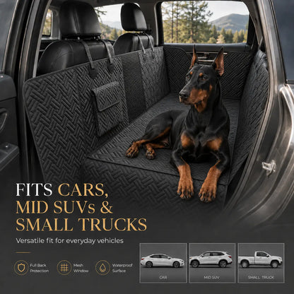 Heavy-Duty Waterproof Dog Car Seat Extender with Mesh Window & Door Protection, Available in Two Sizes, Supports Up to 400 lbs for Cars, SUVs, and Trucks