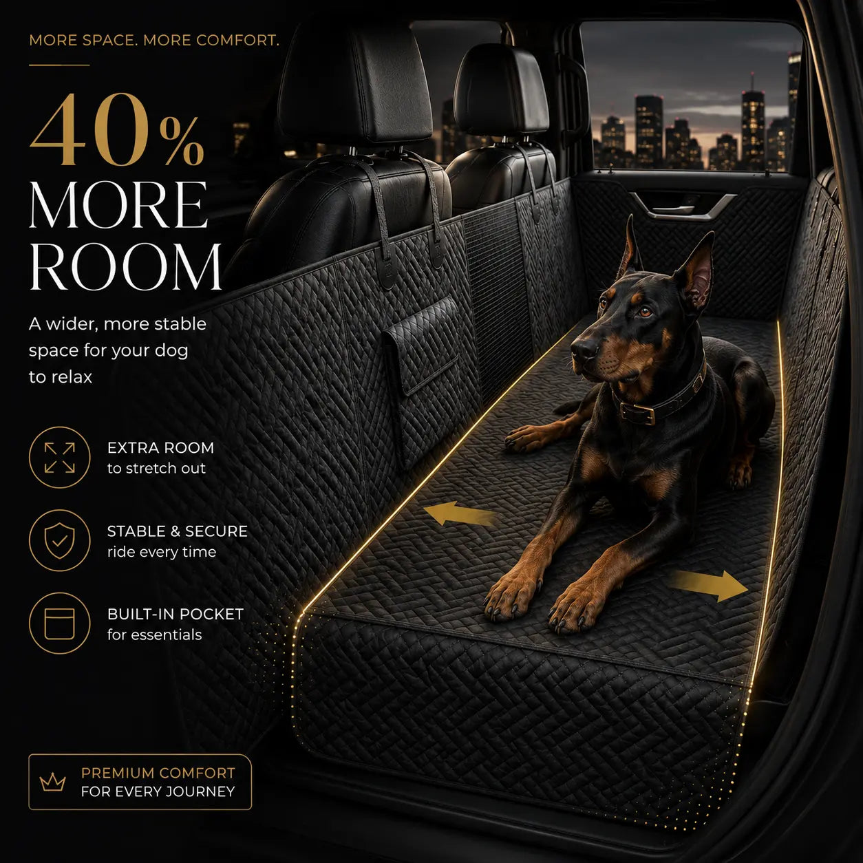 Heavy-Duty Waterproof Dog Car Seat Extender with Mesh Window & Door Protection, Available in Two Sizes, Supports Up to 400 lbs for Cars, SUVs, and Trucks