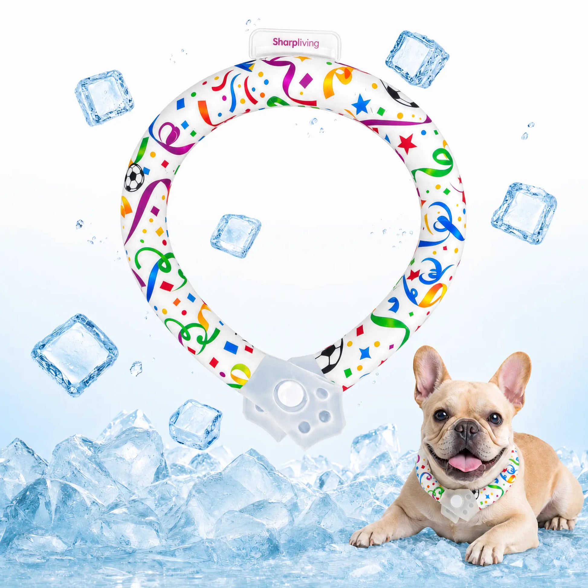 Professional Reusable Pet Cooling Collar - Advanced TPU Phase Change Material with 64°F Ice Ring for Small and Large Dogs, Sweat-Free Neck Wrap for Summer Heat Relief, Ideal for Beach Trips, Safe and Stylish Design