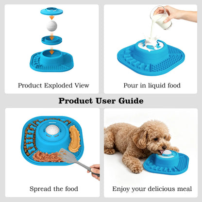 Pawlove Slow Feeder Dog Bowl with Ball-In Design - Neater Feeding Solution, 3/4 Cup Food-Grade Licking Bowl, Anti-Slip Rubber Base, Splash-Reducing Ball Movement, Bone Broth Compatible, Dishwasher Safe, Supports Puppy Anxiety Relief