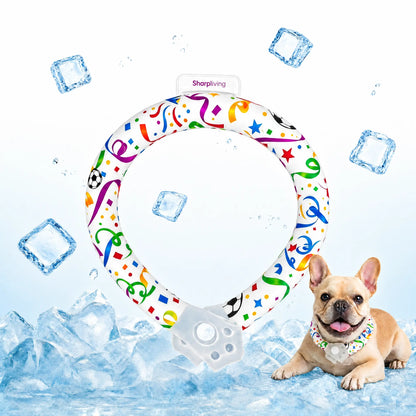 Professional Reusable Pet Cooling Collar - Advanced TPU Phase Change Material with 64°F Ice Ring for Small and Large Dogs, Sweat-Free Neck Wrap for Summer Heat Relief, Ideal for Beach Trips, Safe and Stylish Design