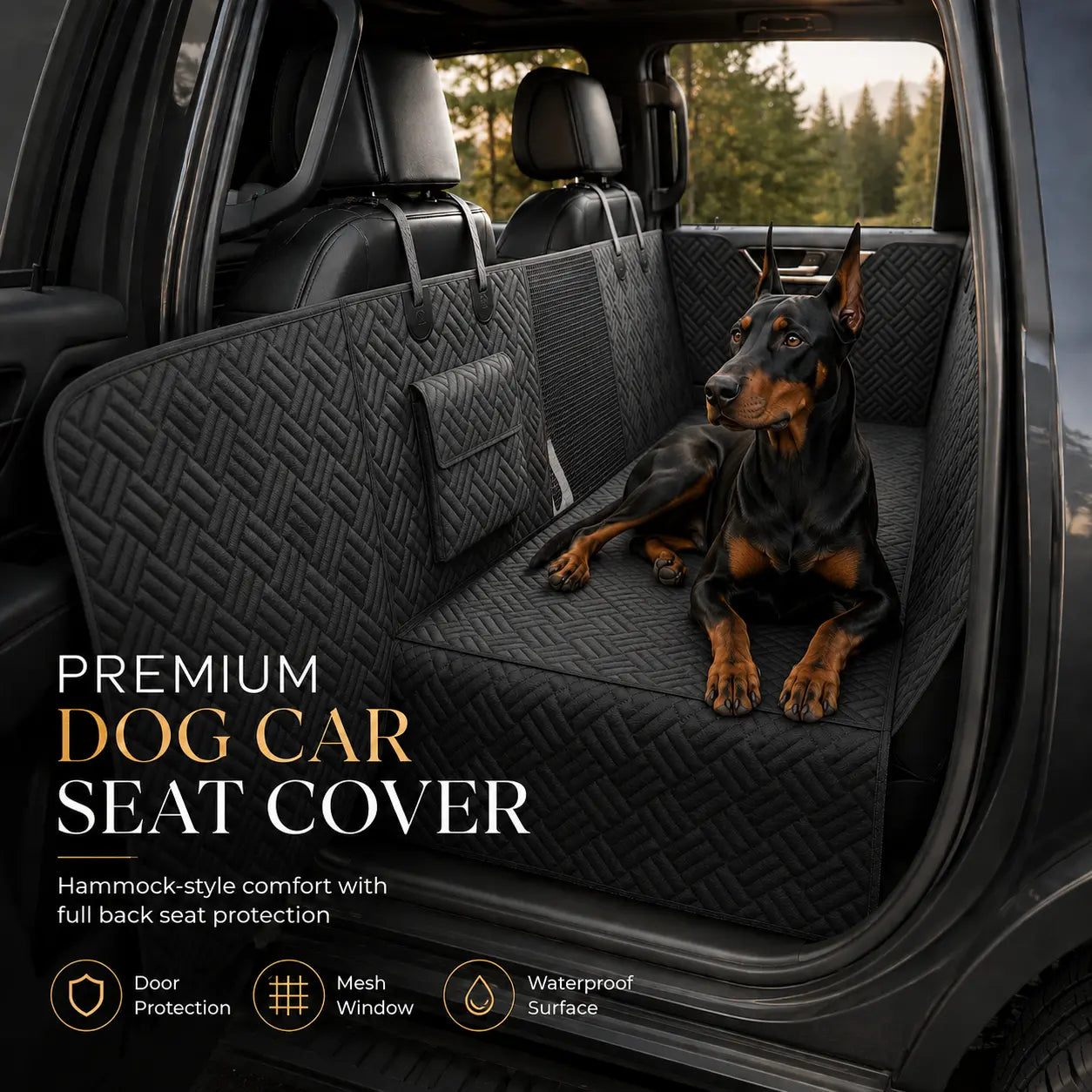 Heavy-Duty Waterproof Dog Car Seat Extender with Mesh Window & Door Protection, Available in Two Sizes, Supports Up to 400 lbs for Cars, SUVs, and Trucks