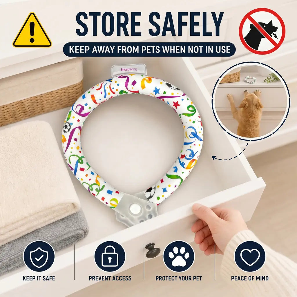 Professional Reusable Pet Cooling Collar - Advanced TPU Phase Change Material with 64°F Ice Ring for Small and Large Dogs, Sweat-Free Neck Wrap for Summer Heat Relief, Ideal for Beach Trips, Safe and Stylish Design