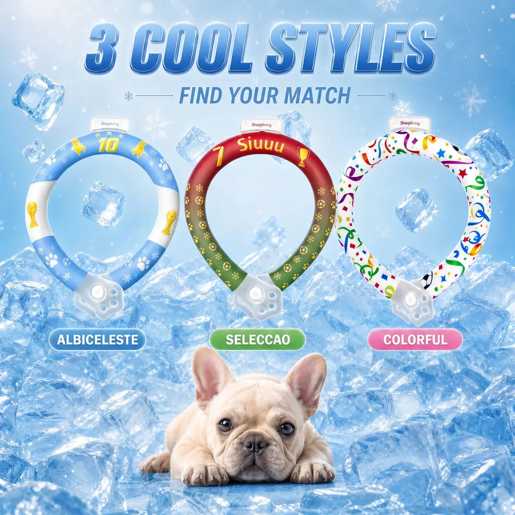 Professional Reusable Pet Cooling Collar - Advanced TPU Phase Change Material with 64°F Ice Ring for Small and Large Dogs, Sweat-Free Neck Wrap for Summer Heat Relief, Ideal for Beach Trips, Safe and Stylish Design