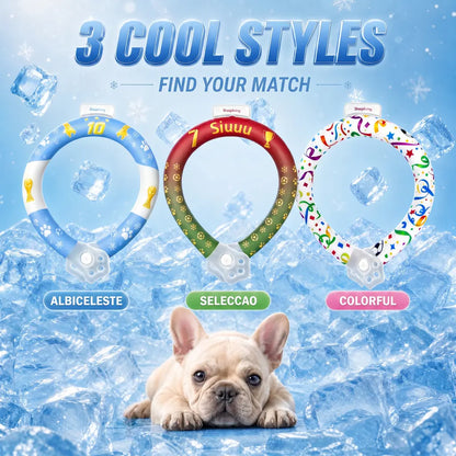 Professional Reusable Pet Cooling Collar - Advanced TPU Phase Change Material with 64°F Ice Ring for Small and Large Dogs, Sweat-Free Neck Wrap for Summer Heat Relief, Ideal for Beach Trips, Safe and Stylish Design